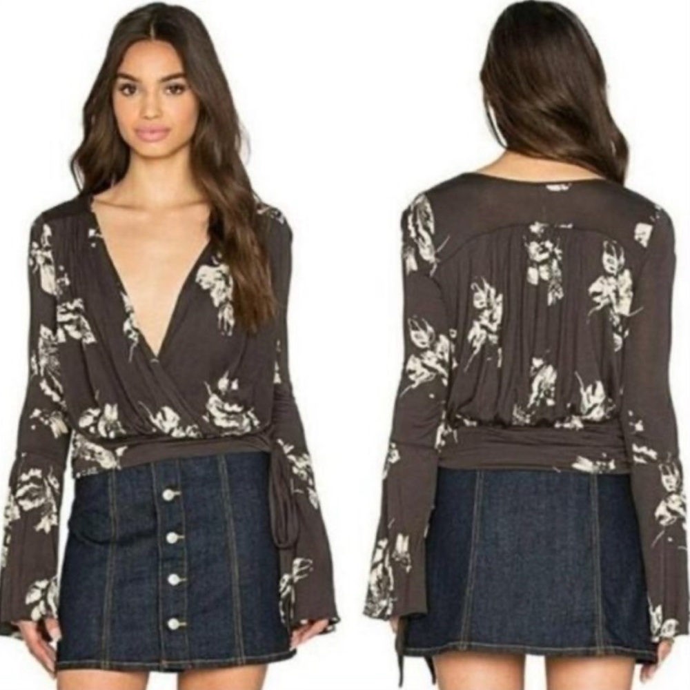 Free People Fiona Bell Sleeve Wrap Shirt